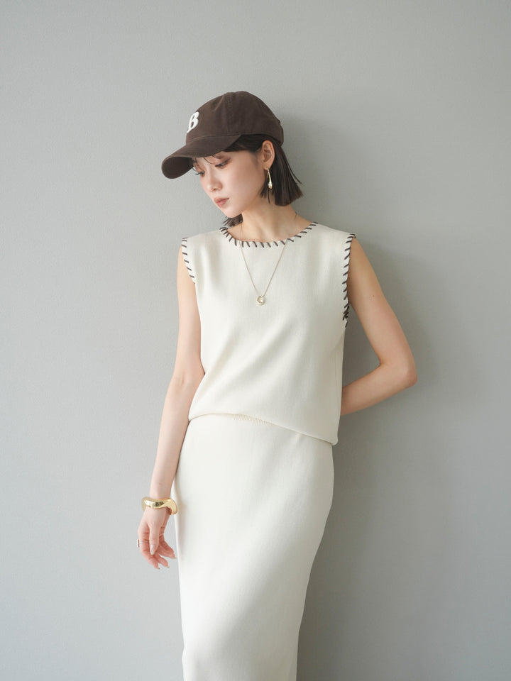 [SET] 亞麻手織套頭衫 + 亞麻手織緊身裙 (2 件套)