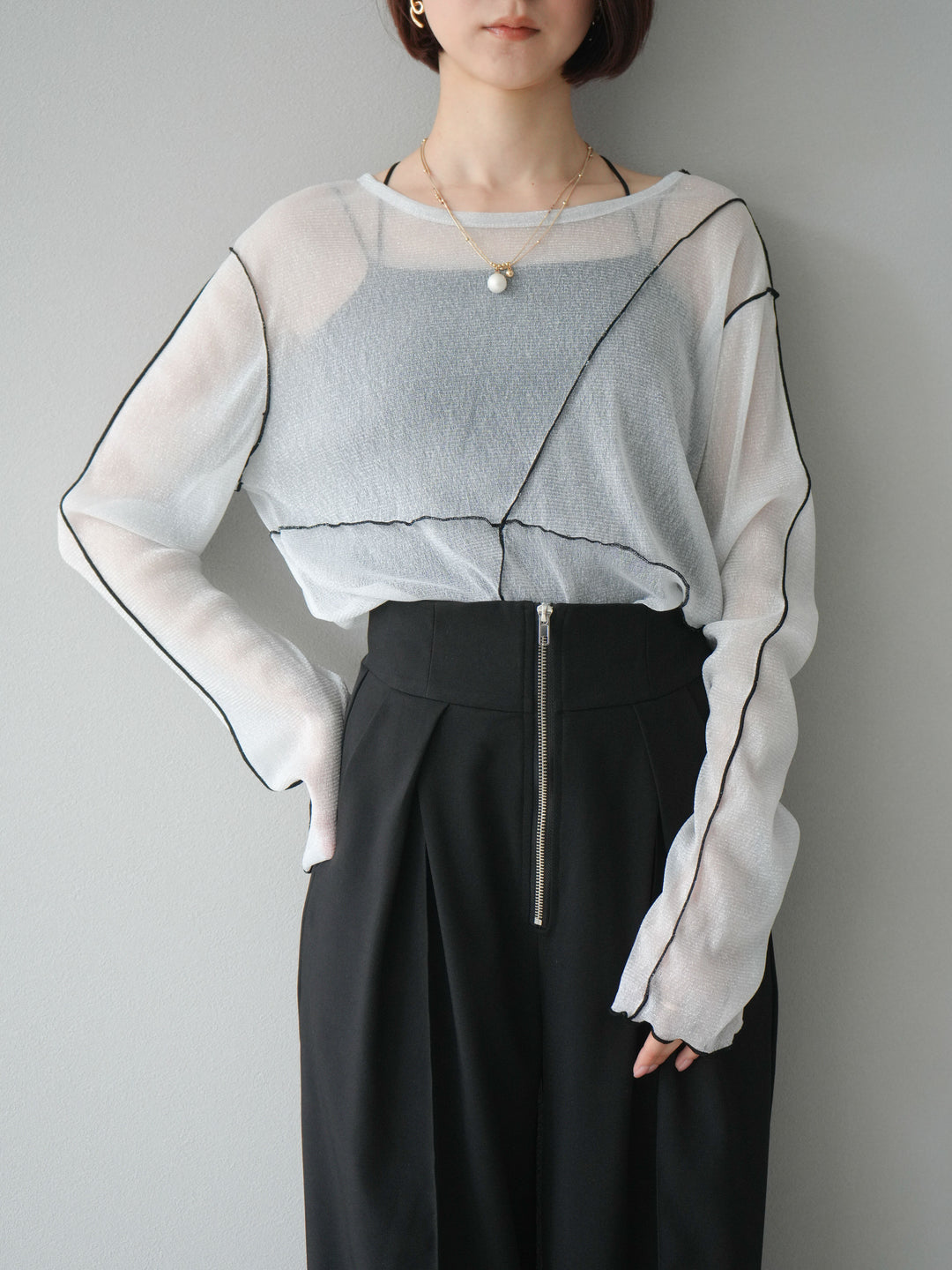 [SET]ラメシアーバイカラーメロープルオーバー+ラメシアーバイカラーメロープルオーバー(2set)