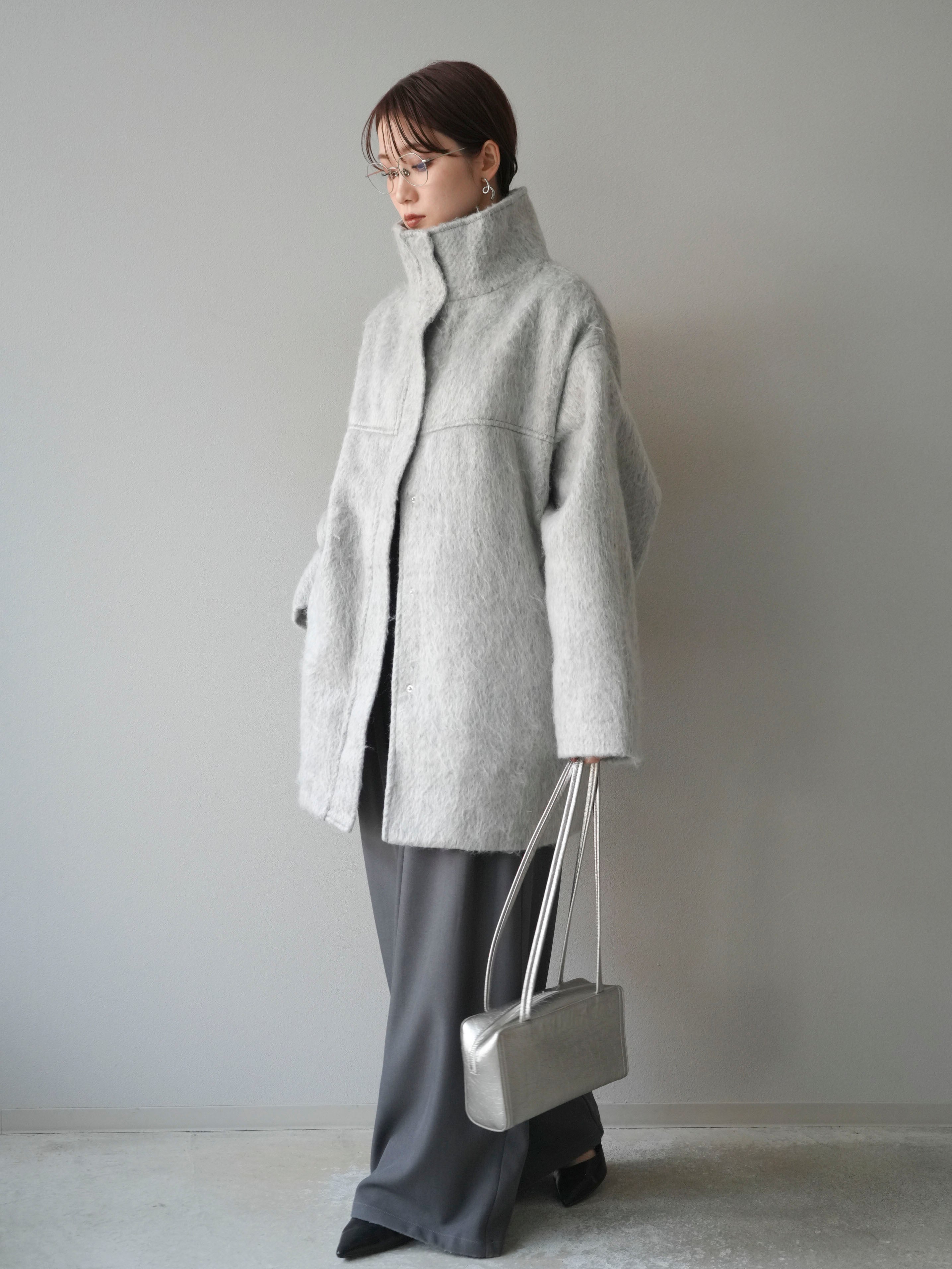 予約]スタンドカラーシャギーコート/mokugray – Lumier
