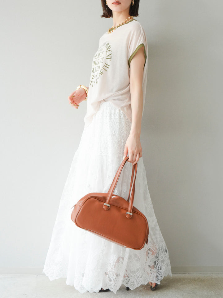 [予約]レースフレアスカート/ホワイト