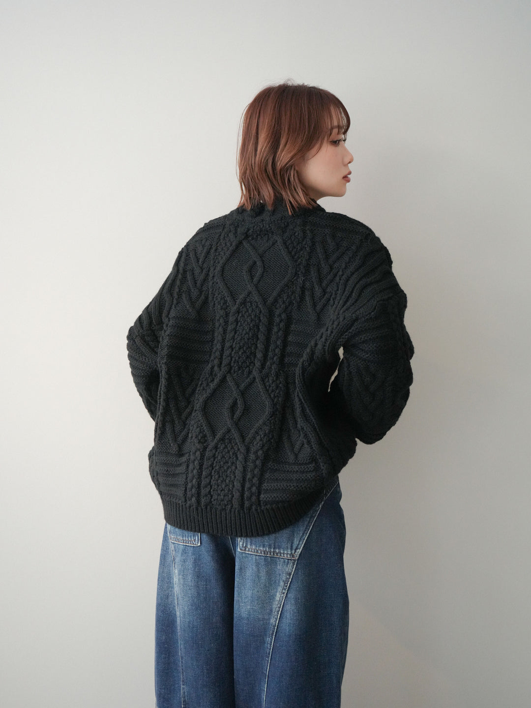 [SET]ケーブル編みモックネックニットプルオーバー+選べるアクセセット(2set)