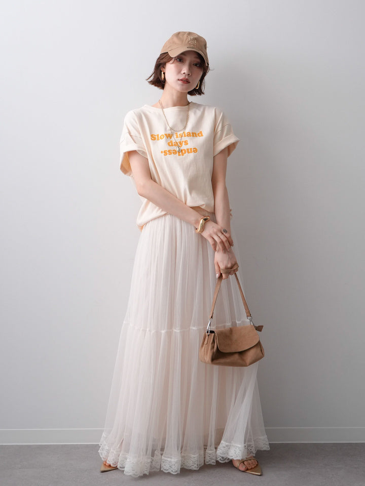 [SET]フロッキーロゴTEE+チュールレーススカート(2set)