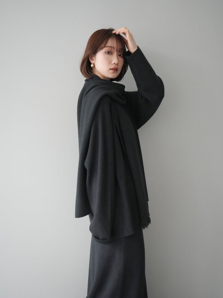 [SET]ストール付キーネックニットSET UP