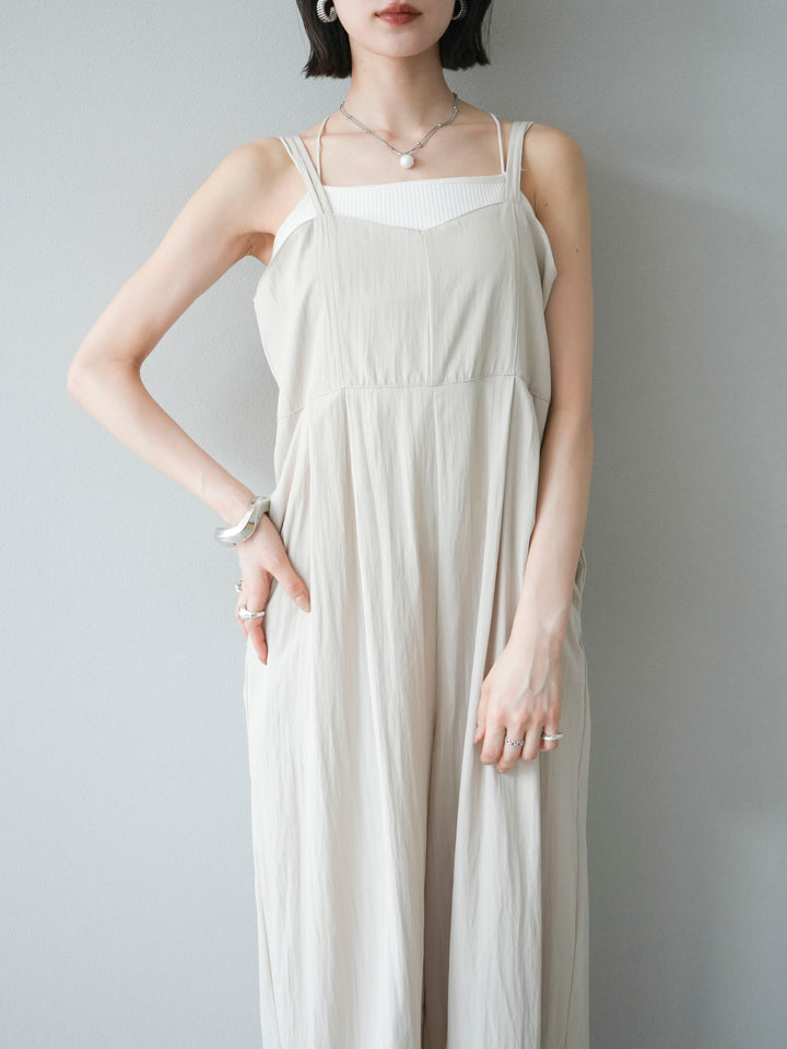 [予約]リネンライクビスチェデザインサロペット/エクリュ