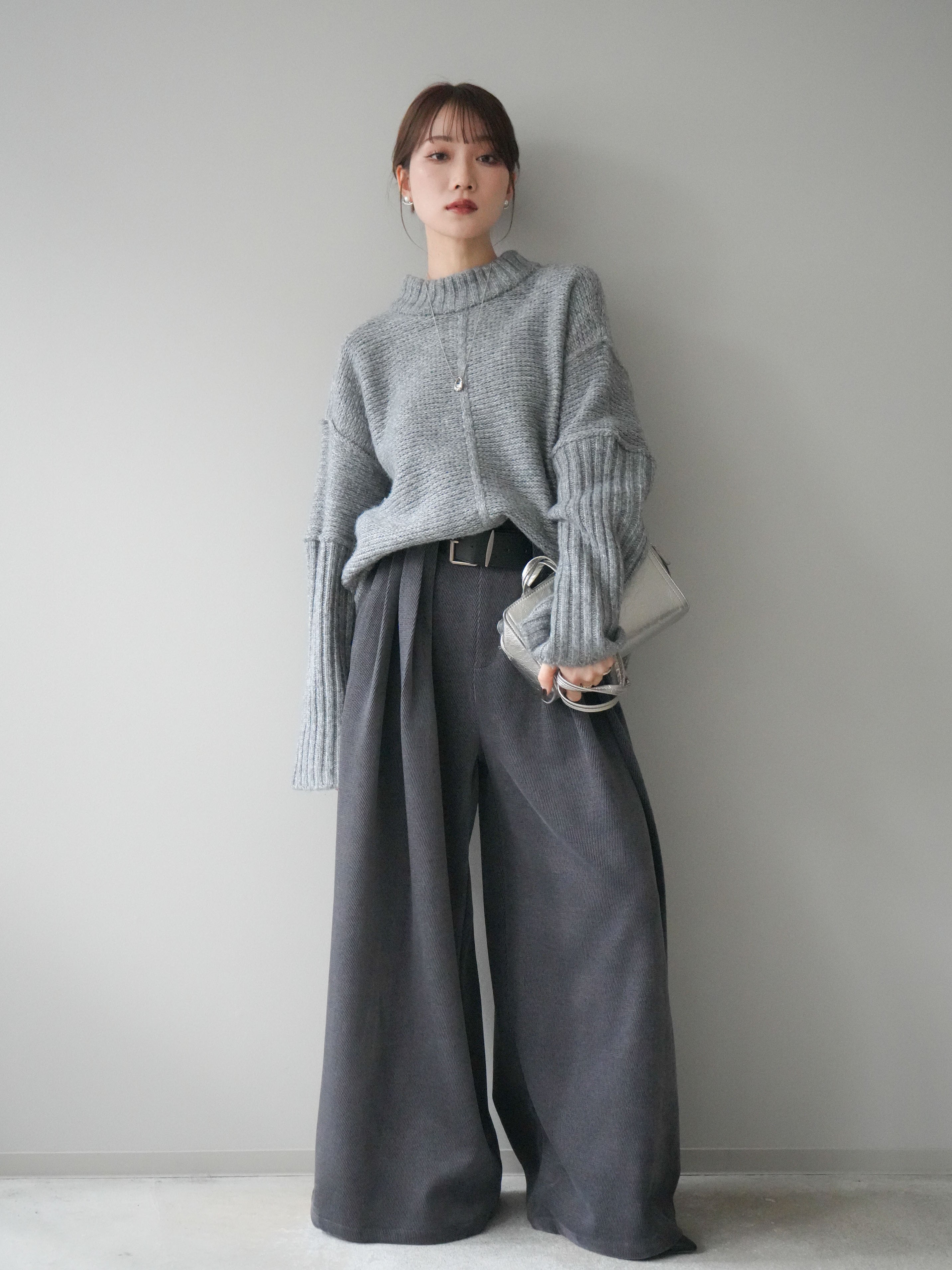 予約]ベルトデザインループコールテンワイドパンツ(ベルト付き