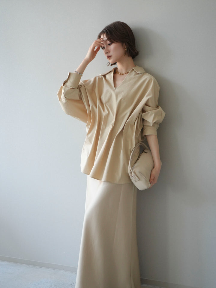 [予約]ウエストギャザースキッパーシャツ/beige