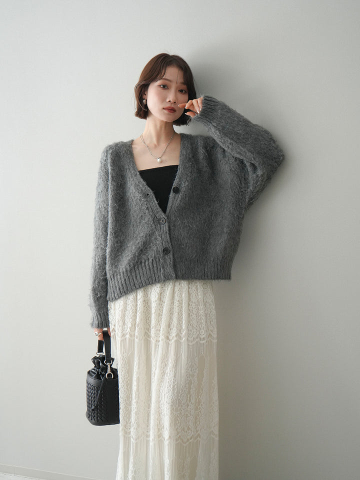 [予約]起毛シャギーニットカーディガン/gray