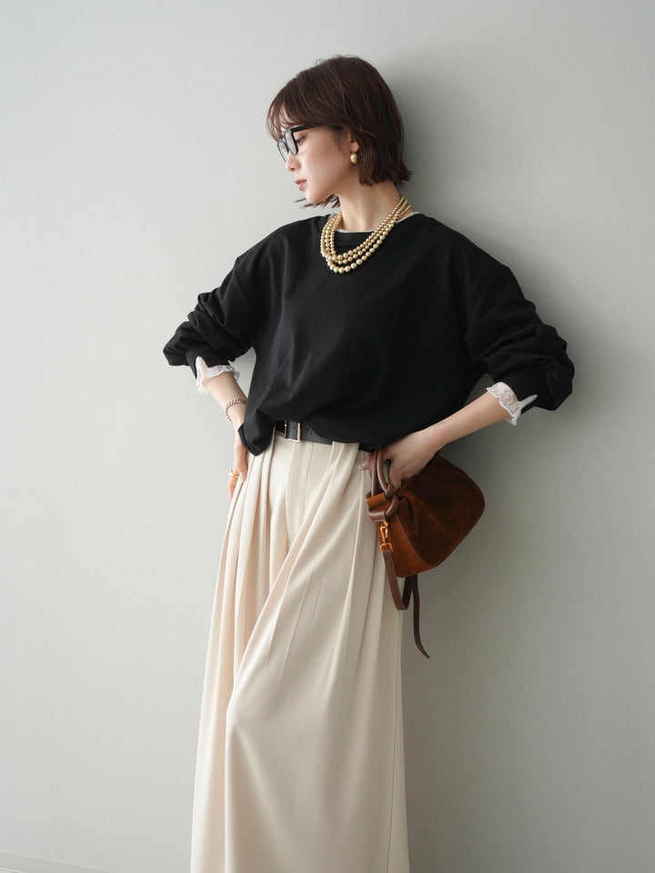 [予約]袖レースカットバルーンプルオーバー/black