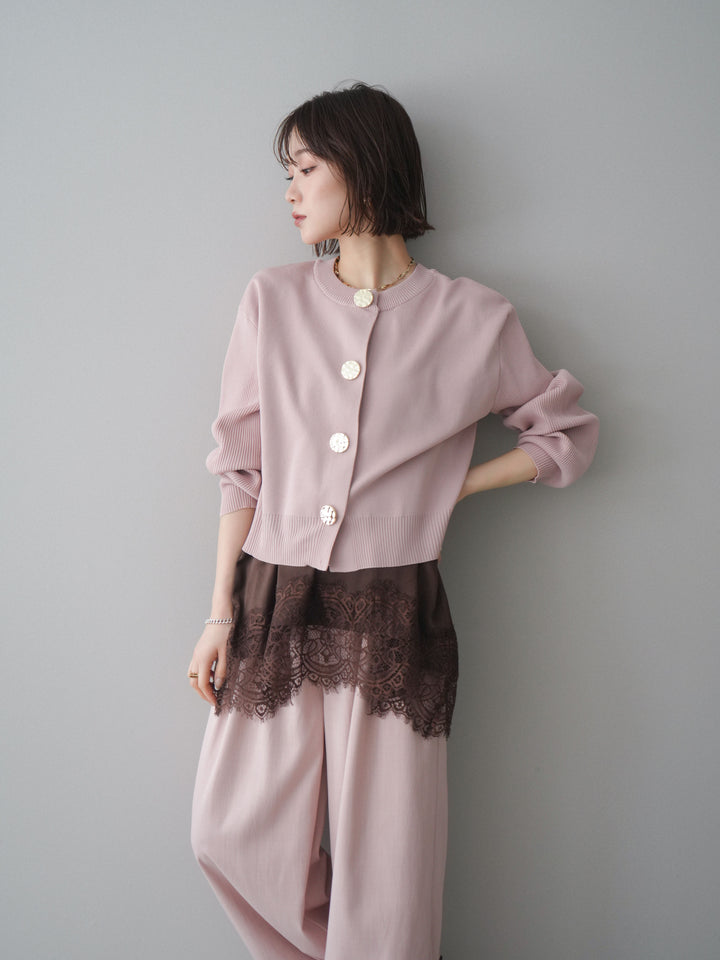 [SET]メタルボタンクルーネックニットカーディガン+選べるアクセセット(2set)