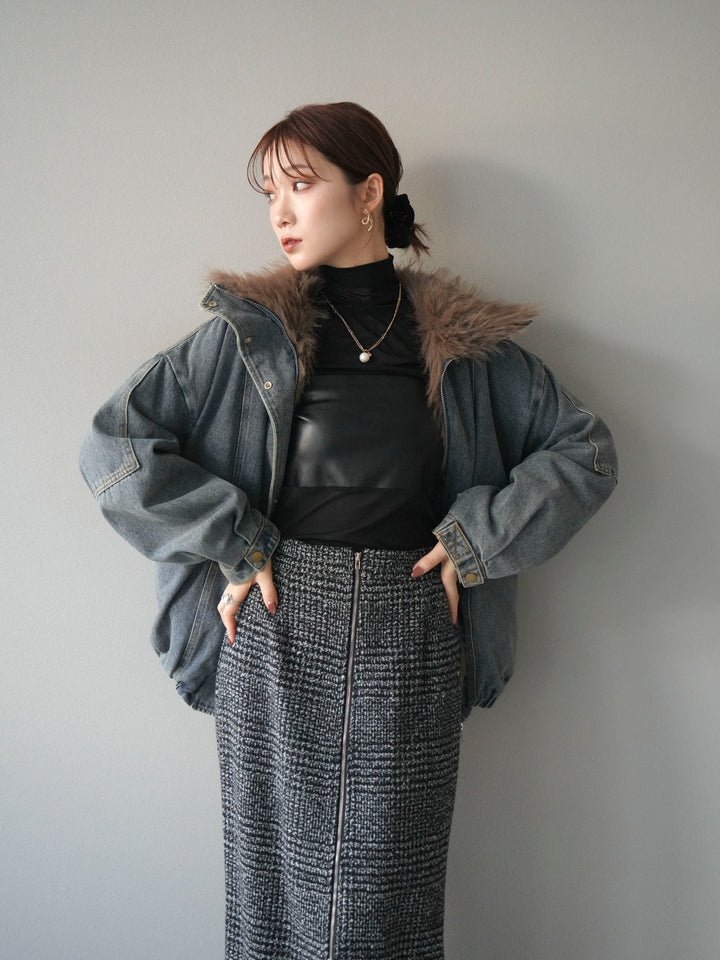 [SET]デニムxファーブルゾン+選べるアクセセット(2set)