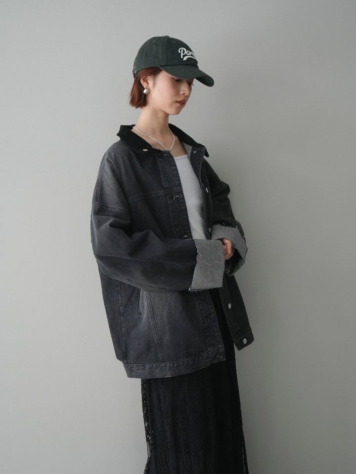 [予約]コーデュロイ×デニムミドルジャケット/gray