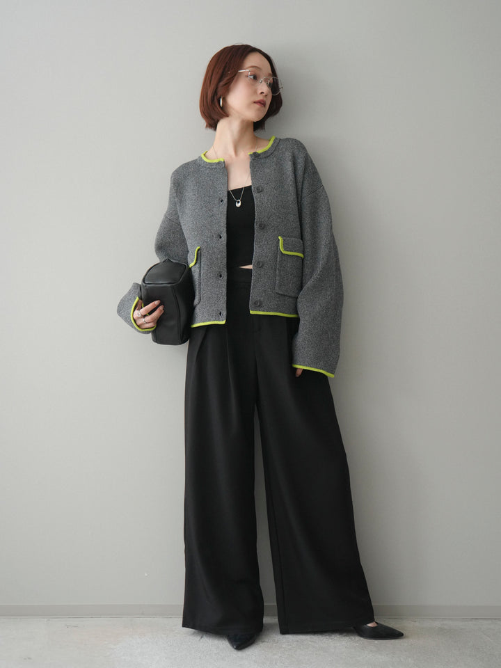 [予約]ウエストレースタックワイドパンツ/black