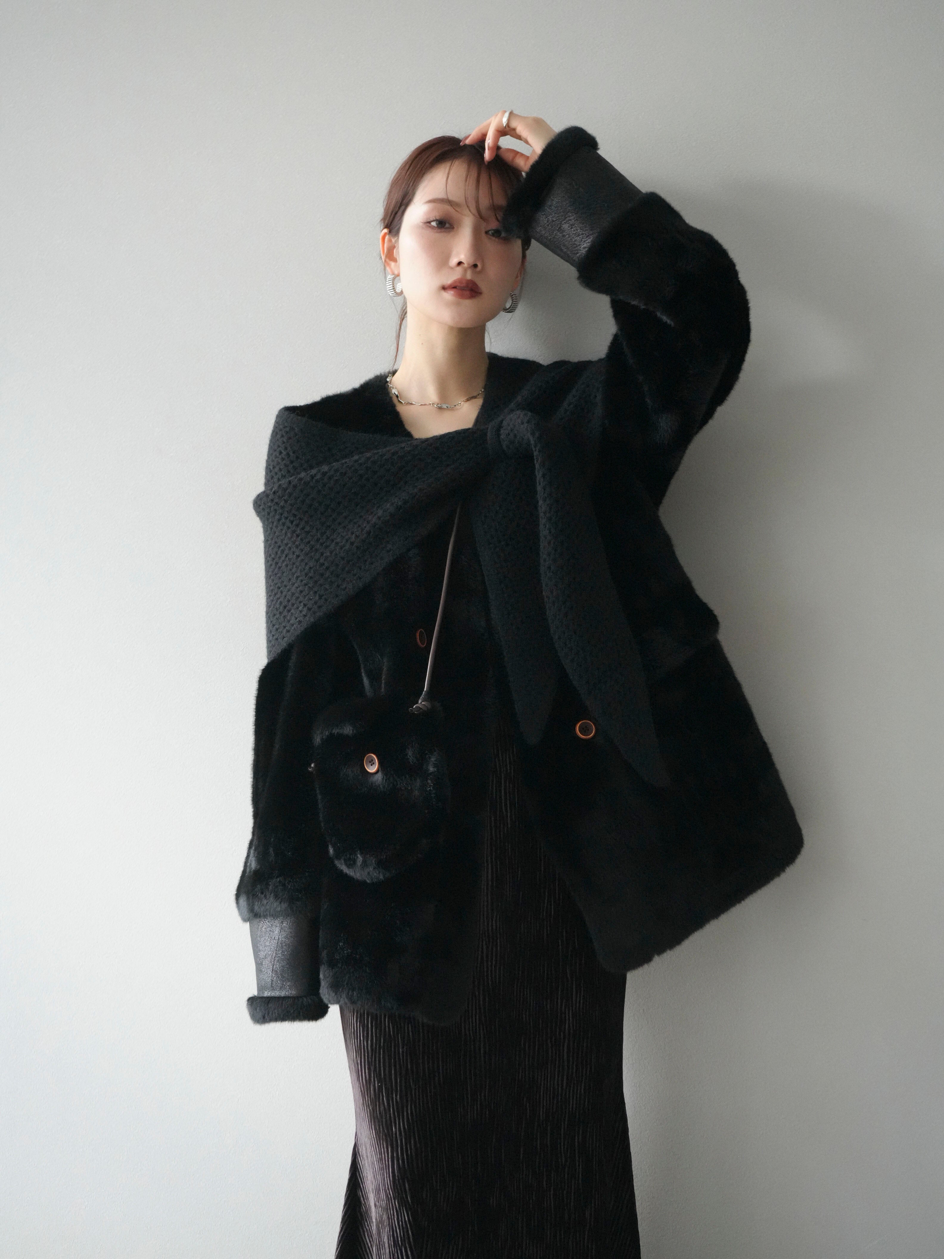 【新品】lumier Yukkoコラボ　エコファーダッフルコート　ブラック Yukko collaboration eco fur duffle long coat/ブラック – Lumier