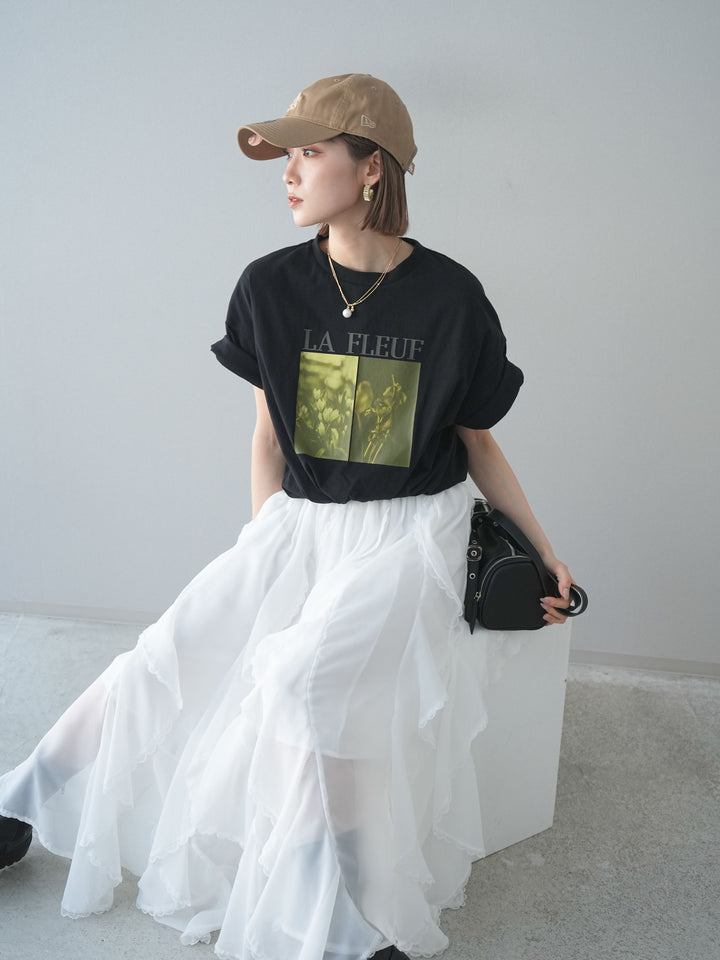 [予約]カラープリントビッグTシャツ/ブラック2