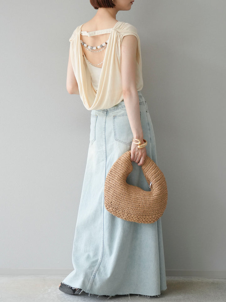 [預訂] 串珠鏈垂墜上衣/象牙色