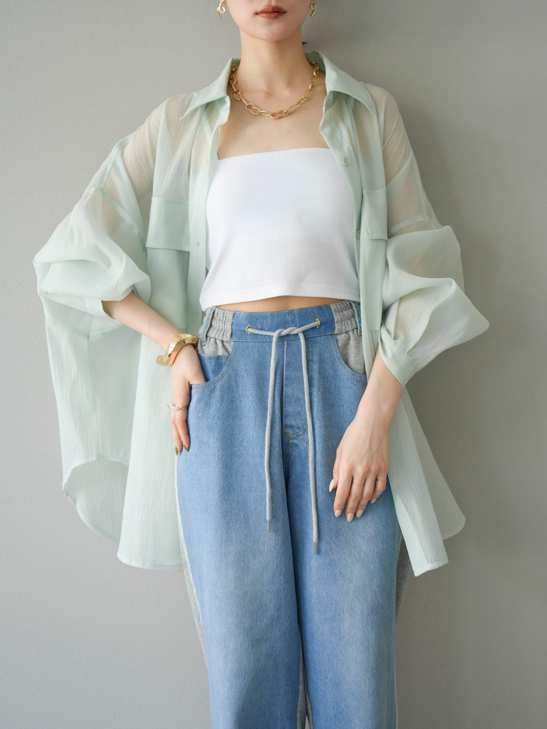 [予約]BIGポケットオーバーシアーシャツ/ミント