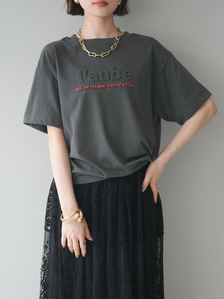 [SET]エンボスロゴTEE+裏プリーツ総レースロングスカート(2set)