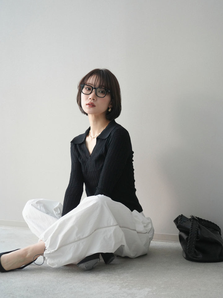 [予約]シアーリブスキッパーニットトップス/black