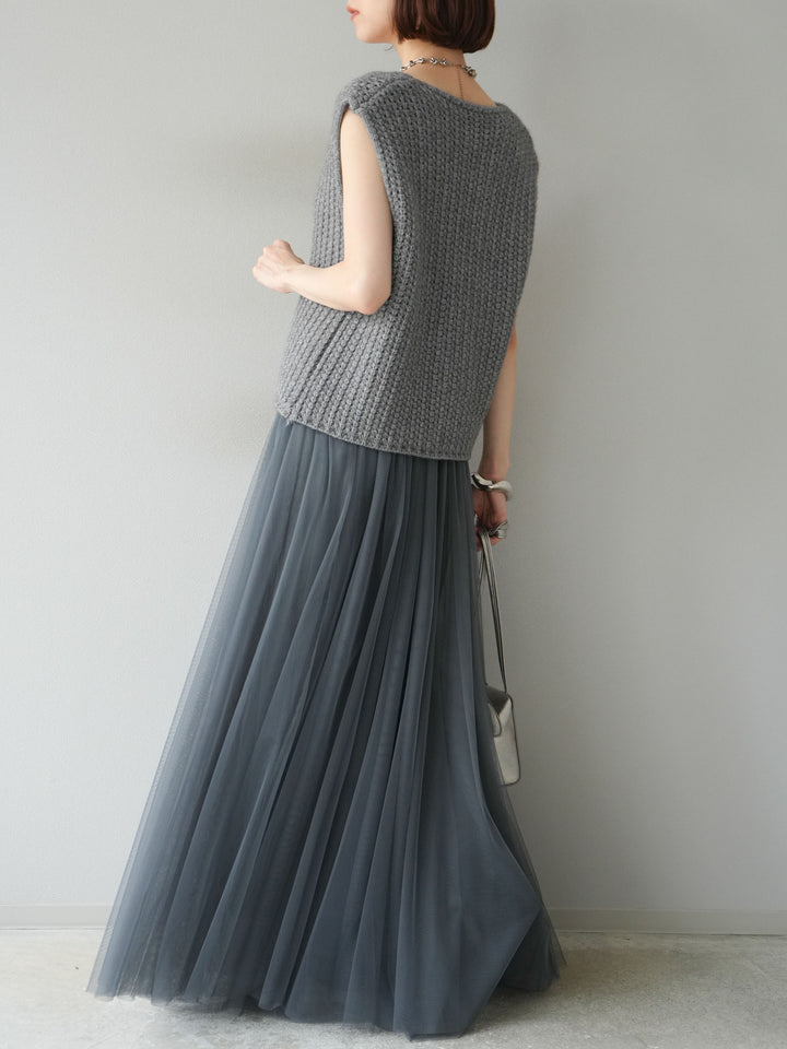 [予約]チュールボリュームスカート/グレー