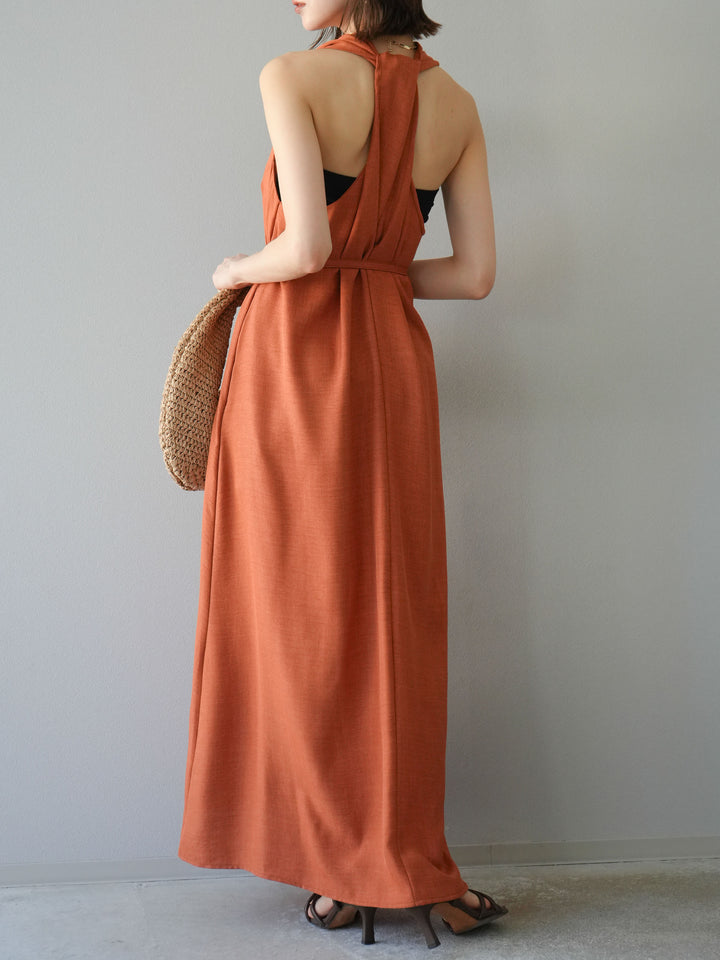 【預購】環形設計不均勻染色洋裝/橘色