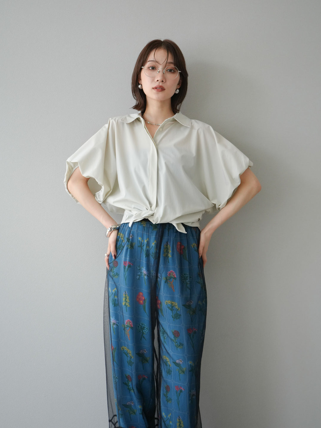 [予約]ICE TOUCHパフスリーブシャツ/オフグレー