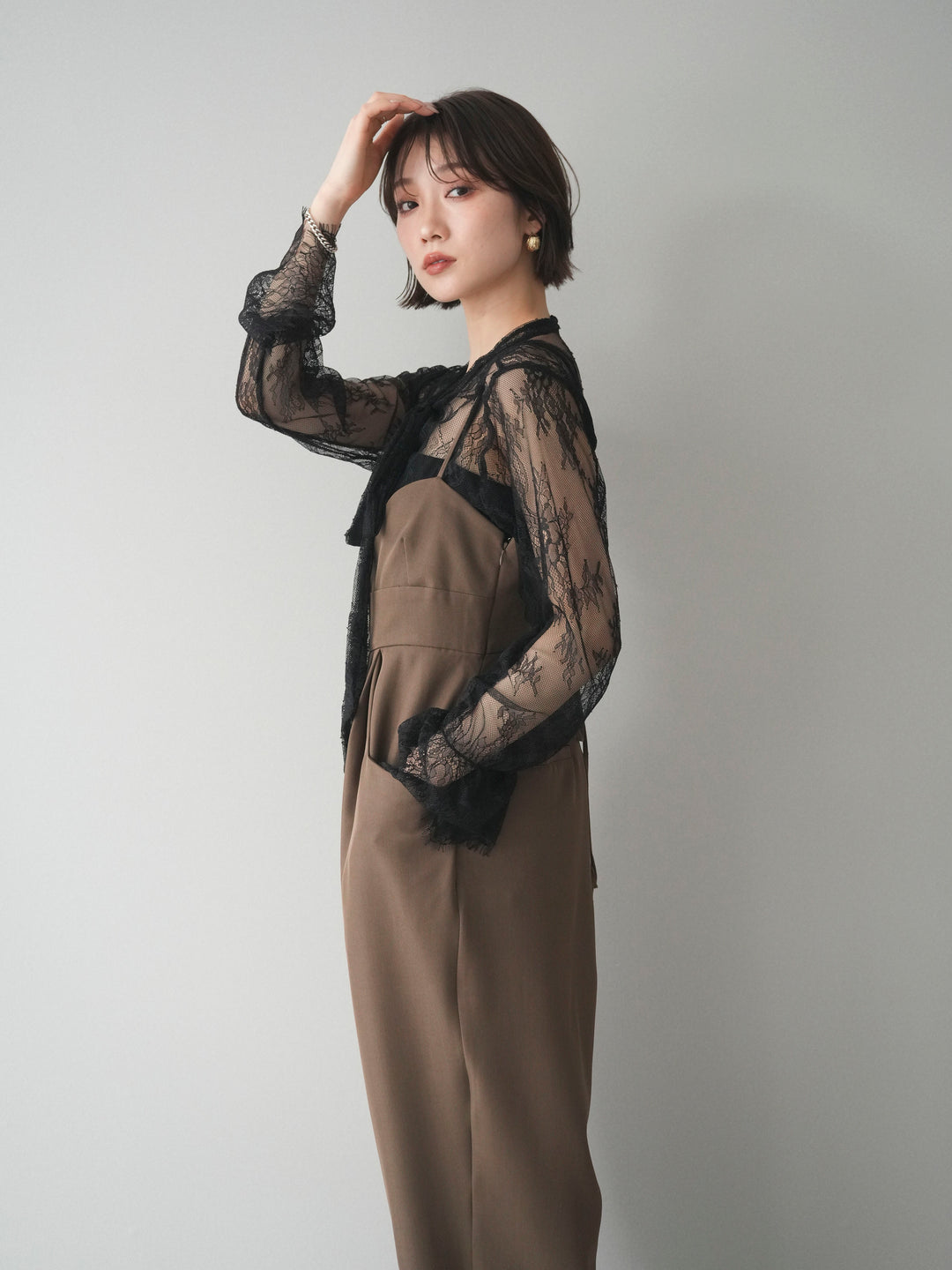 [予約]バックデザインサロペット/brown