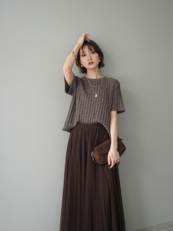 【預購】紋理羅紋夏季針織套頭衫 / 紫色