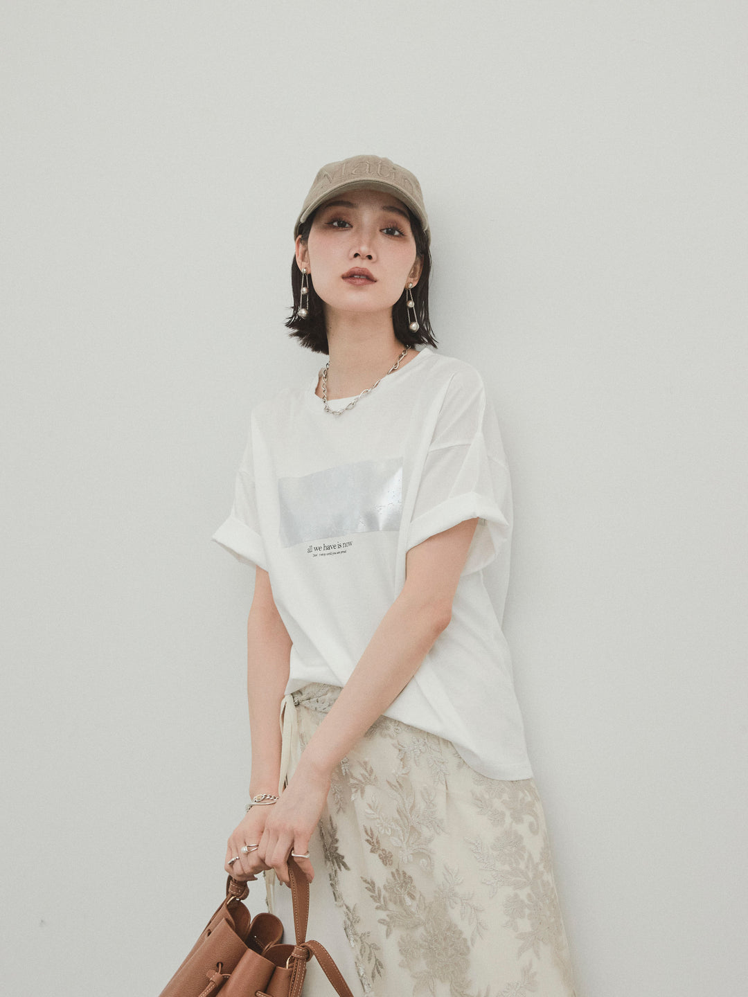 [予約]箔プリントドライタッチコットンTEE /オフ