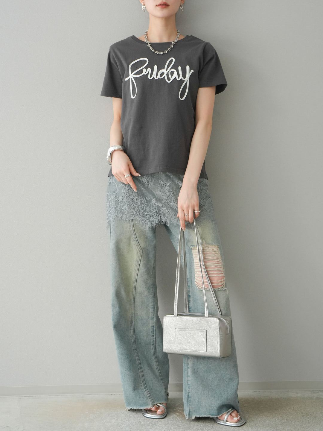 [予約]コードロゴTシャツ/チャコール