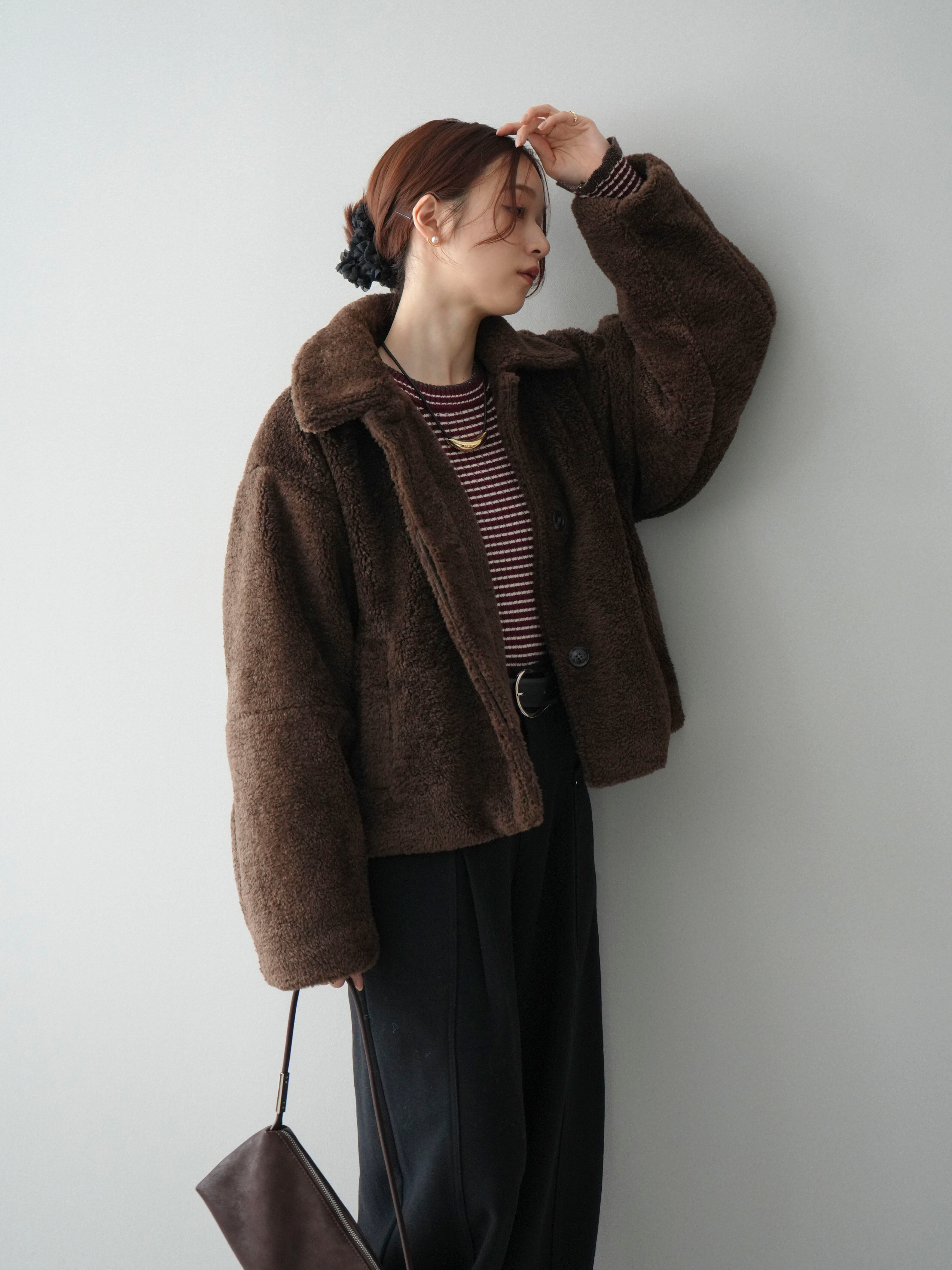 20%オフ]エコファーステンカラージャケット/brown – Lumier