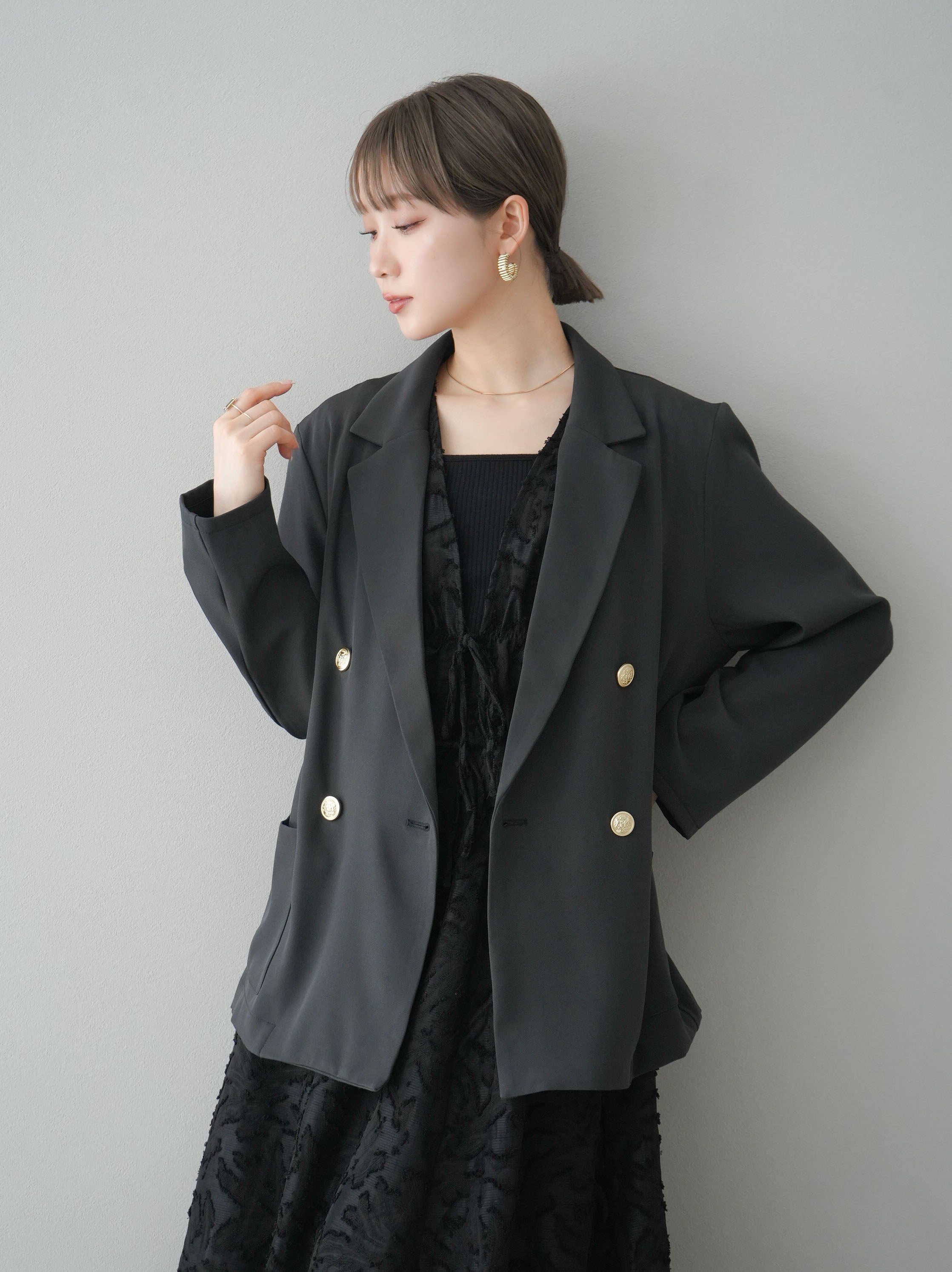 ［noncoさま専用］Demi-Luxe ツイルダブルジャケット金ボタン38 Demi-Luxe BEAMSツイルダブルテーラードジャケット金ボタン38