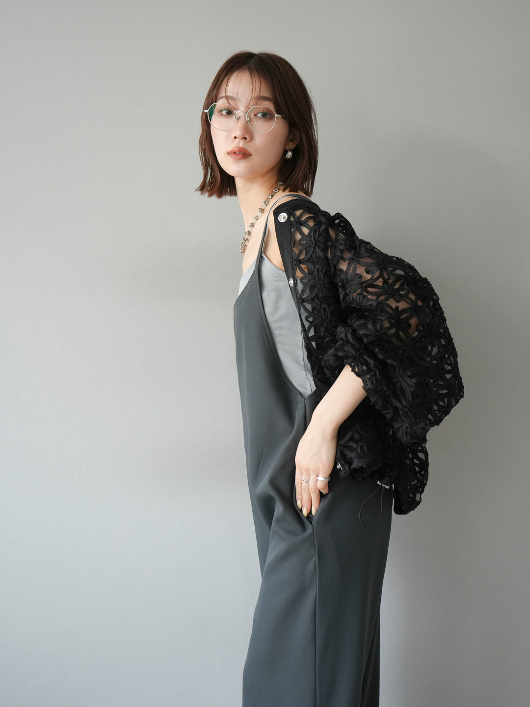 [予約]テープレースシアーブルゾン/ブラック