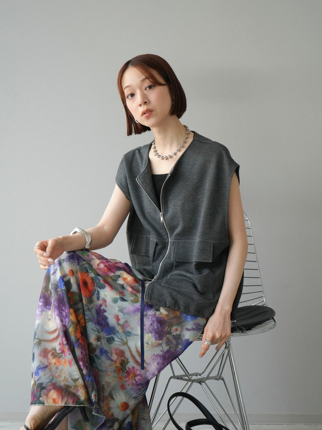 [予約]ライトポンチZIPブルゾン/チャコール