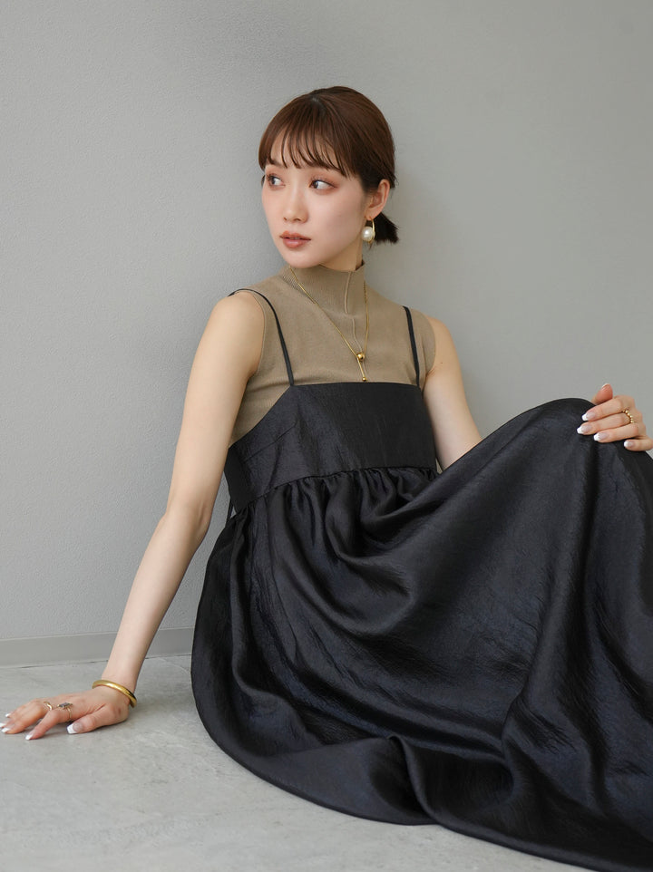 [Pre-order] Sheer Washer Volume Cami Dress/Black