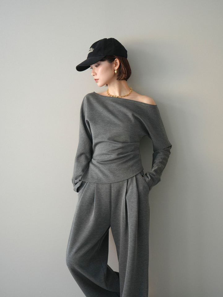 [SET]ライトポンチワンショルタックトップス＆パンツSETUP