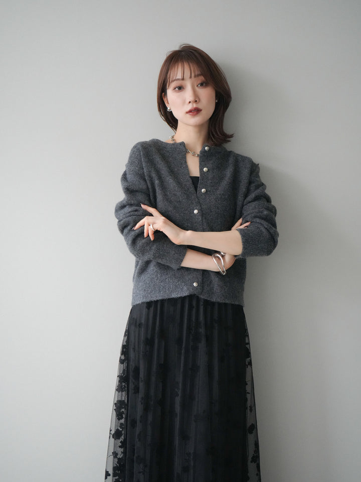 [SET]アンティークボタンニットカーディガン+選べるアクセセット(2set)