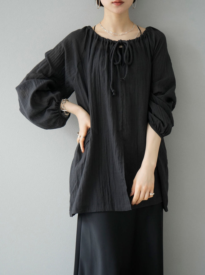 【預訂】棉質巴里紗襯衫/黑色