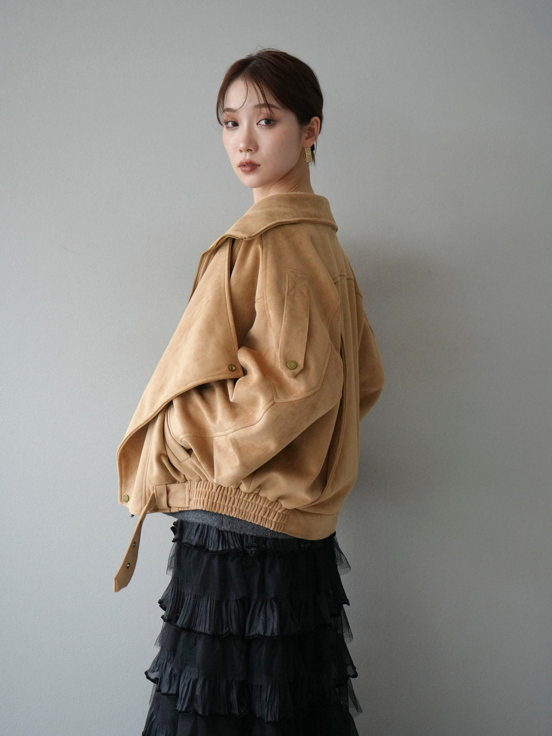 [予約]スエードライダースジャケット/ベージュ