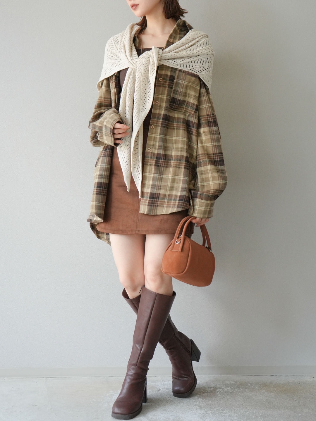 [予約]スエードペチパンツ付ミニスカート/ブラウン