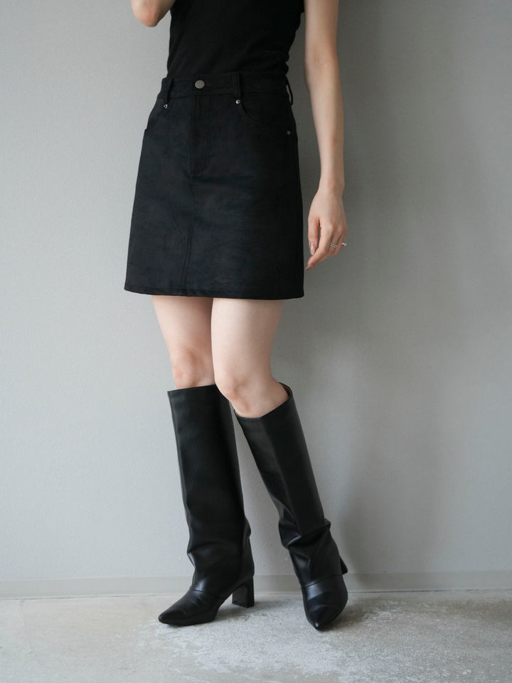 [予約]スエードペチパンツ付ミニスカート/ブラック