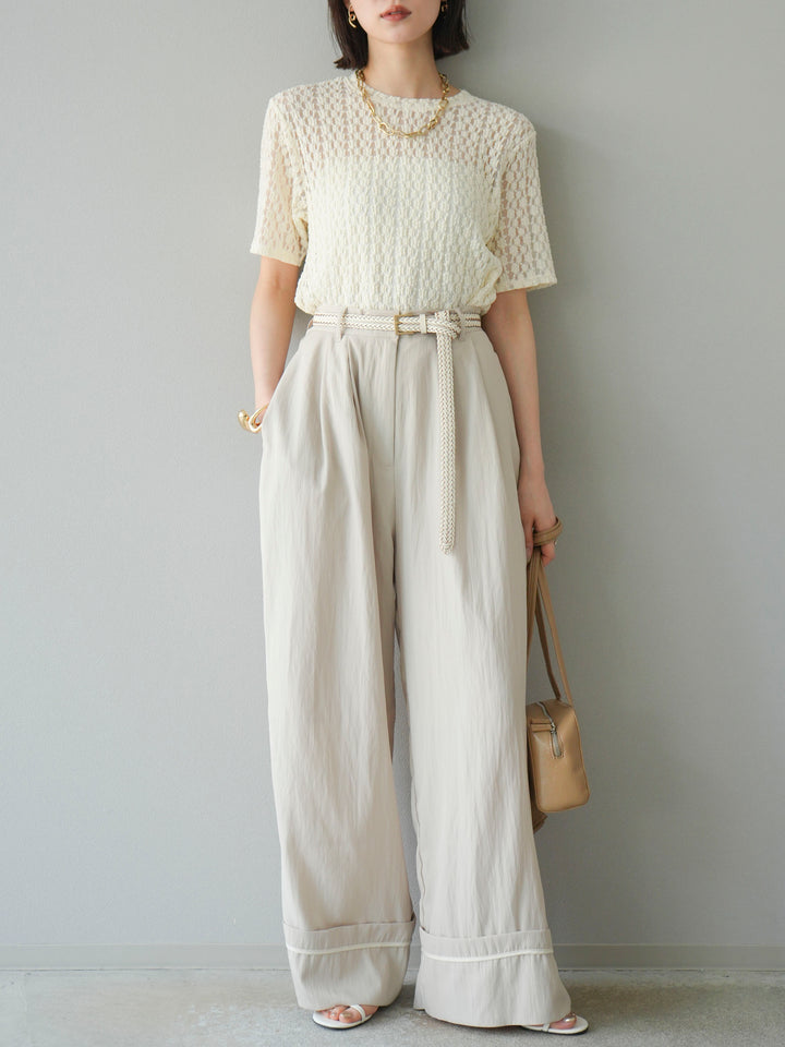 【預購】剪裁蕾絲T卹/象牙白