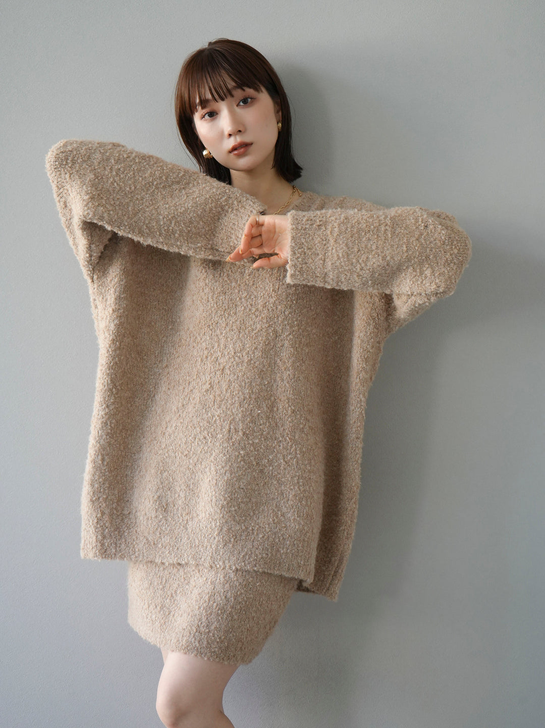 [SET] 橢圓針織衫 & 迷你裙 SET UP