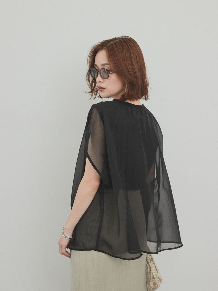 [SET]コンパクトスムースシアーレイヤードトップス+ワッシャーサテンレイヤードスカートパンツ(2set)