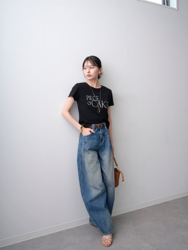 【套裝】刺繡Logo T卹 + 3D立體牛仔褲（兩件組）