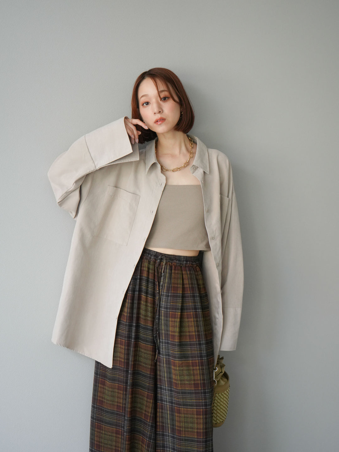 [予約]スエードライクBIGカフスオーバーシャツ/エクリュ