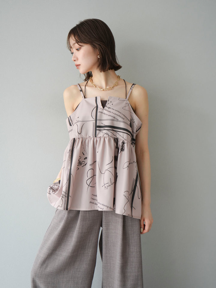 [予約]ペイント柄キャミソール/ベージュ