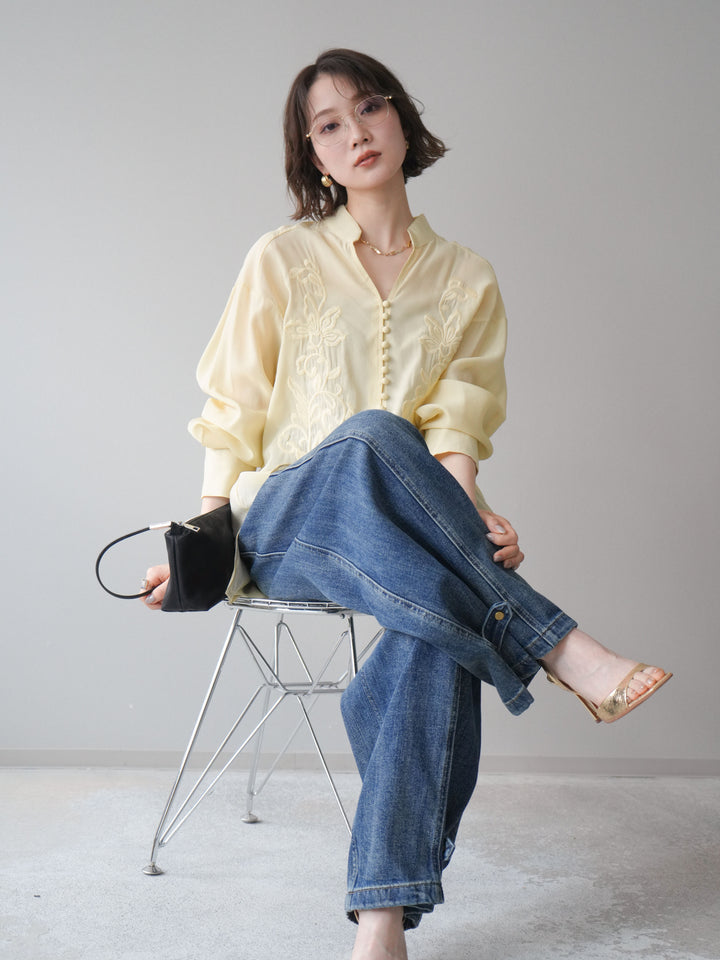 [予約]フロントコードエンブロイダリーブラウス/yellow