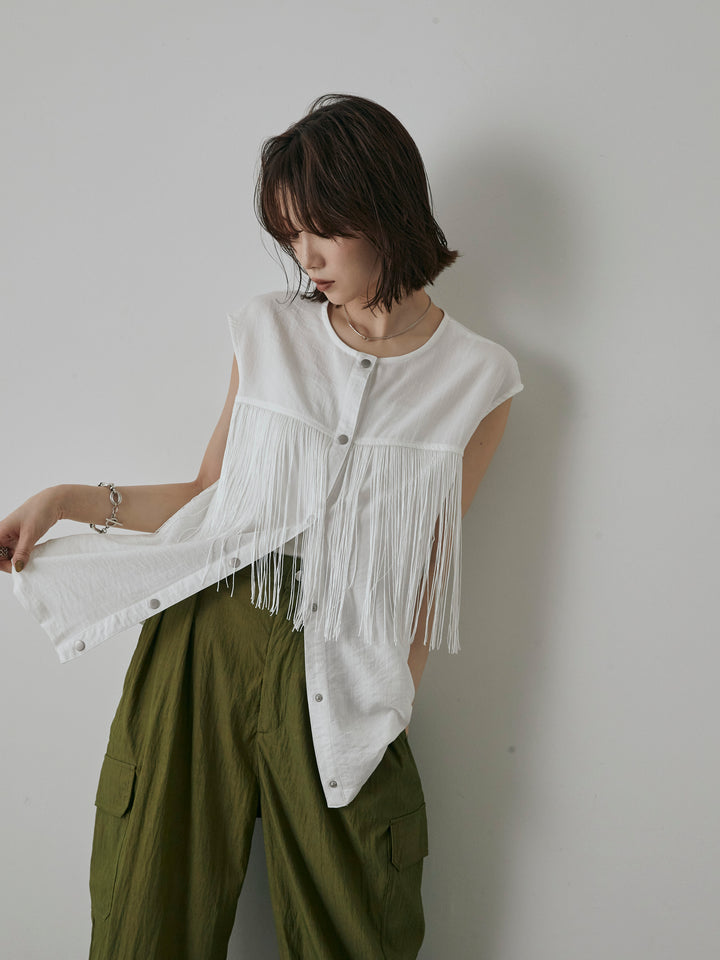 [予約]フリンジノースリブラウス/オフ