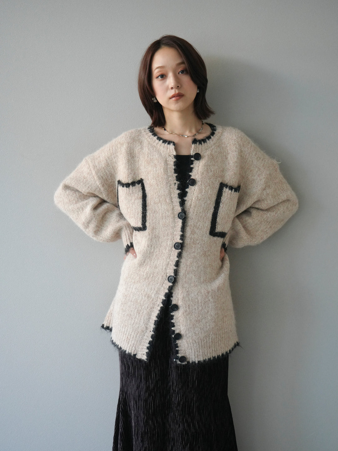 [予約]ハンドステッチニットカーディガン/beige
