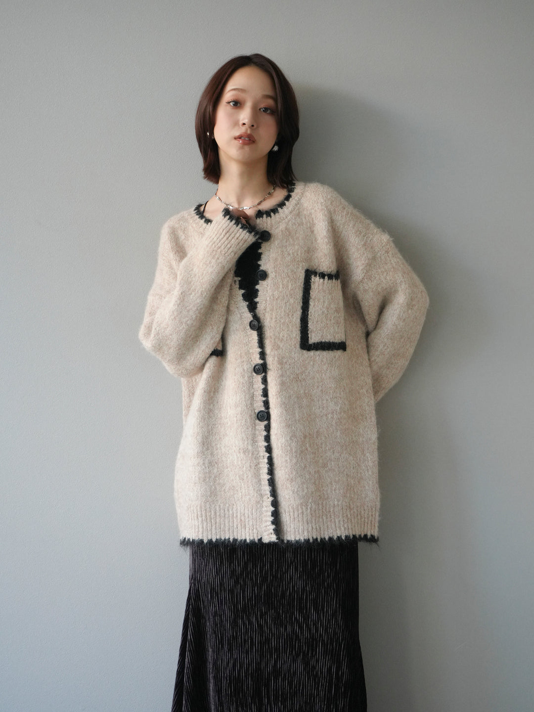 [予約]ハンドステッチニットカーディガン/beige